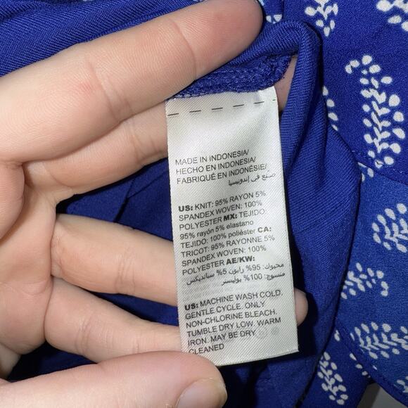 Chico’s Women’s Printed Kimono Sleeve Top Keyhole Neck Blue Size 1 - Picture 5 of 5